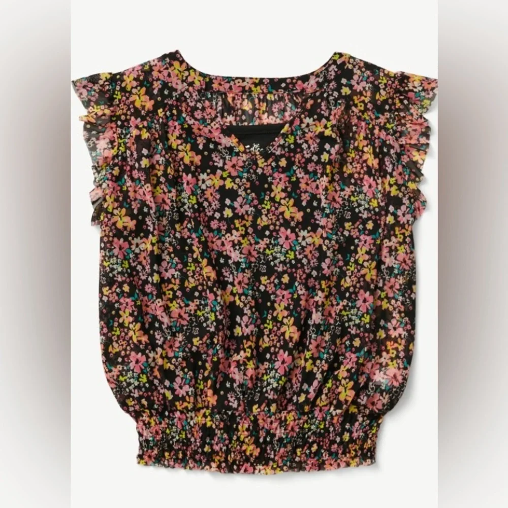 Justice Flutter Sleeve Blouse Ruffled Smocked Design